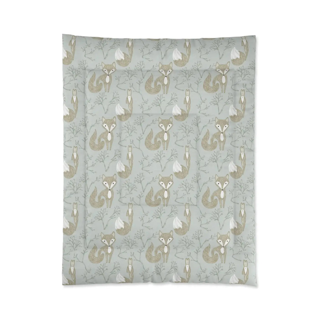 Teal Comforter - Cute Fox Polyester Design - DipaliZ