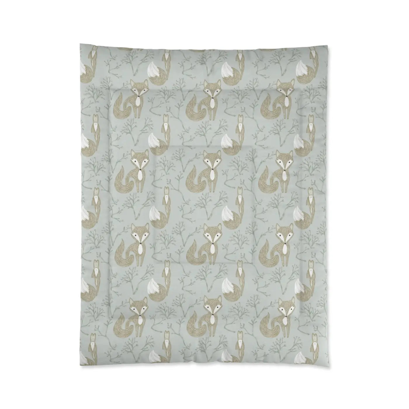 Teal Comforter - Cute Fox Polyester Design - DipaliZ