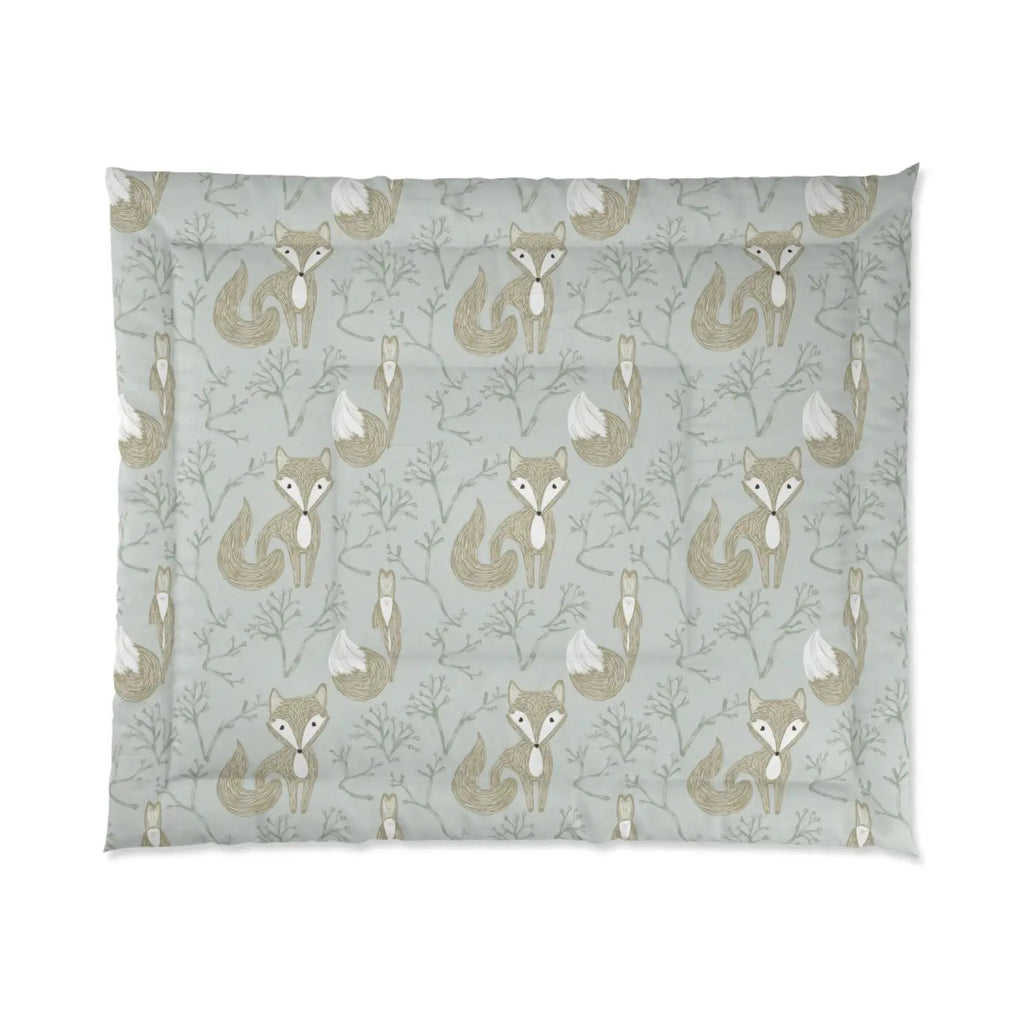 Teal Comforter - Cute Fox Polyester Design - DipaliZ