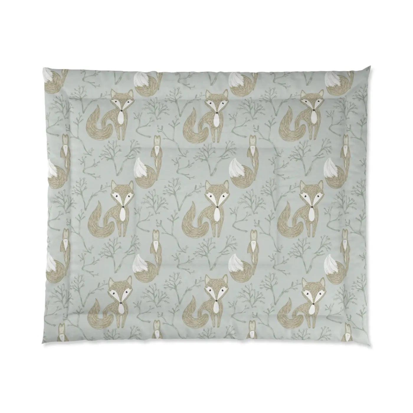 Teal Comforter - Cute Fox Polyester Design - DipaliZ