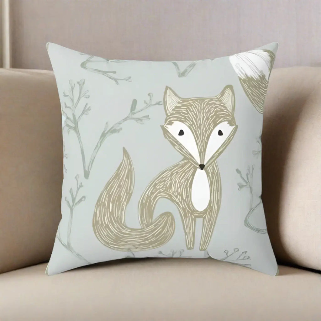 Fox Square Throw Pillow - Spun Polyester Luxury - DipaliZ