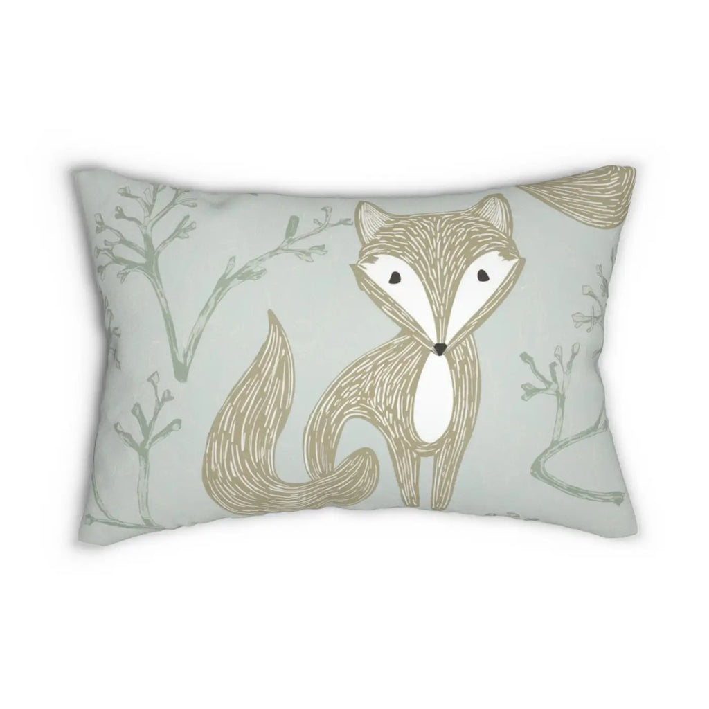 Teal Spun Polyester Lumbar Pillow - Cute Fox Design - DipaliZ