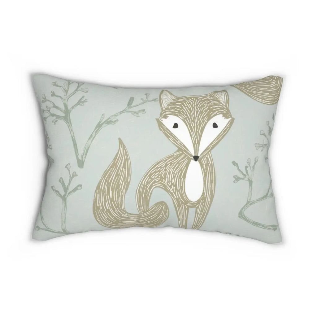 Teal Spun Polyester Lumbar Pillow - Cute Fox Design - DipaliZ