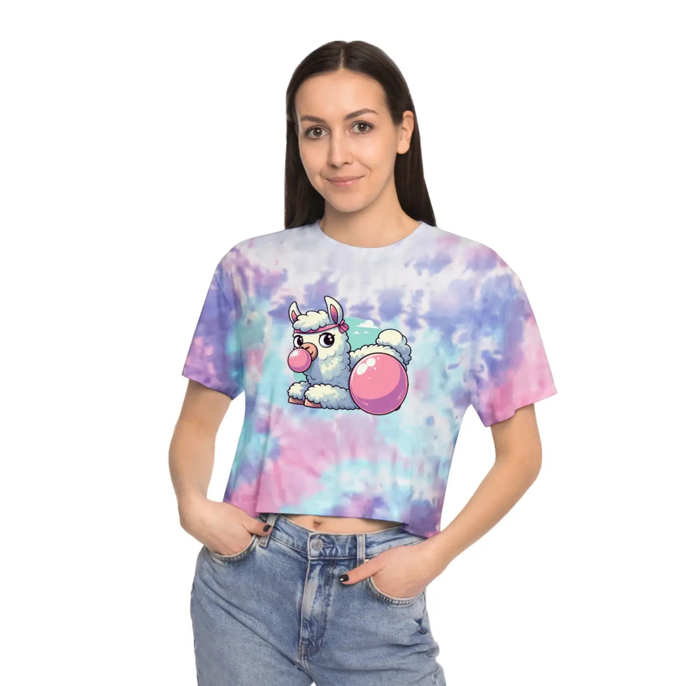 Llama Tie-Dye Crop Tee - Cute Vibes for Any Wardrobe - DipaliZ