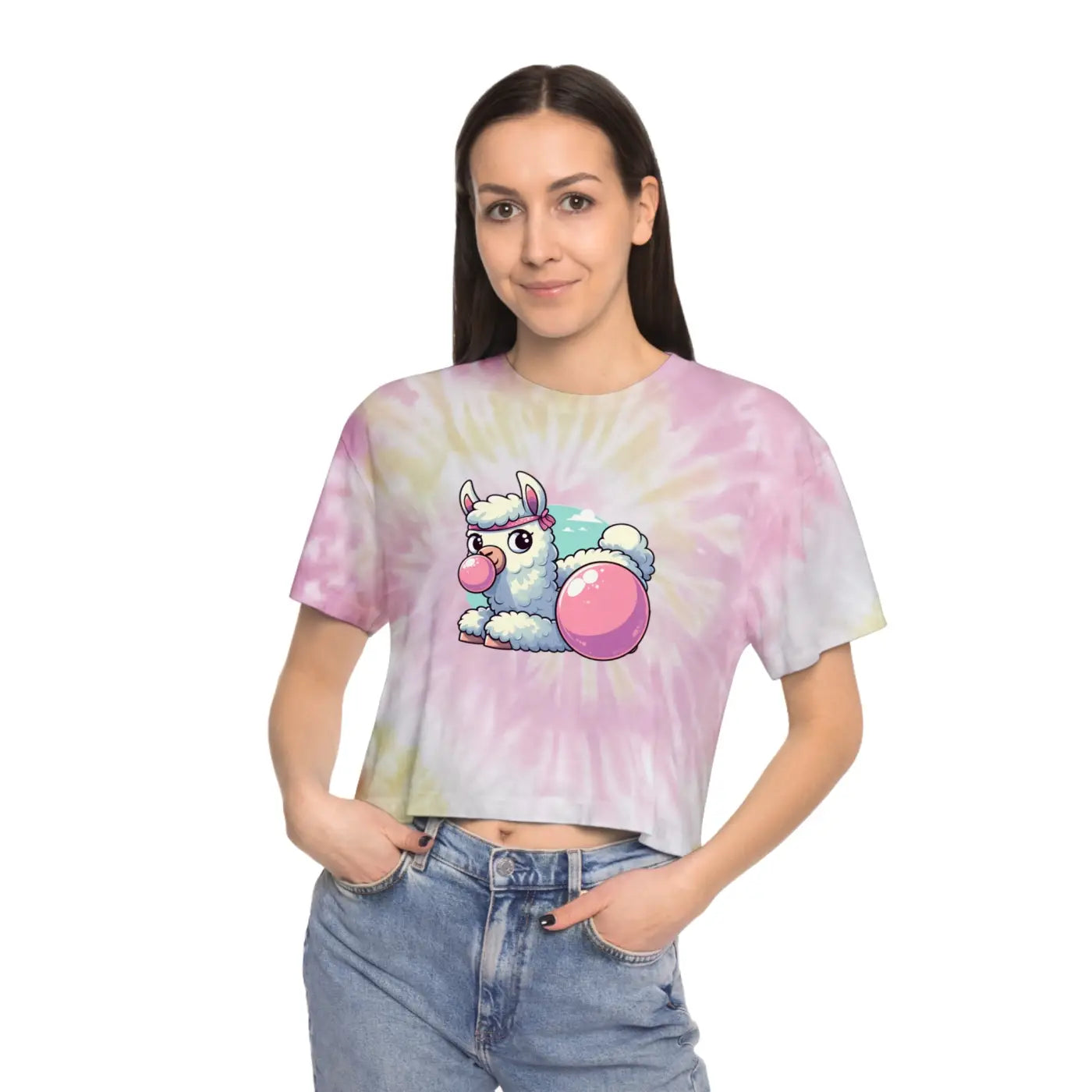 Llama Tie-Dye Crop Tee - Cute Vibes for Any Wardrobe - DipaliZ