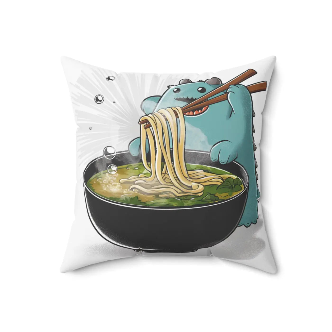 Adorable Monster Ramen Throw Pillow - Cozy Home Decor - DipaliZ
