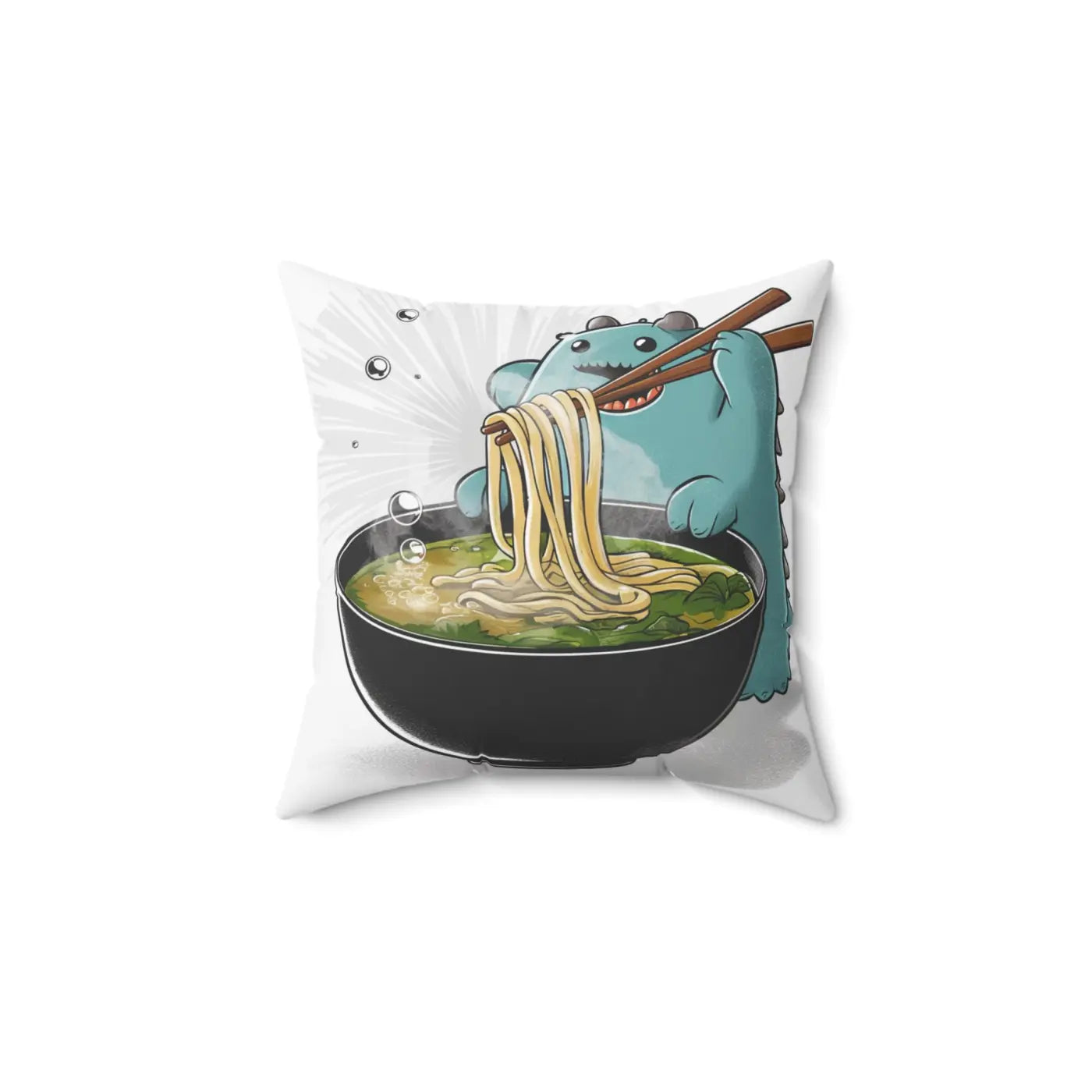 Adorable Monster Ramen Throw Pillow - Cozy Home Decor - DipaliZ