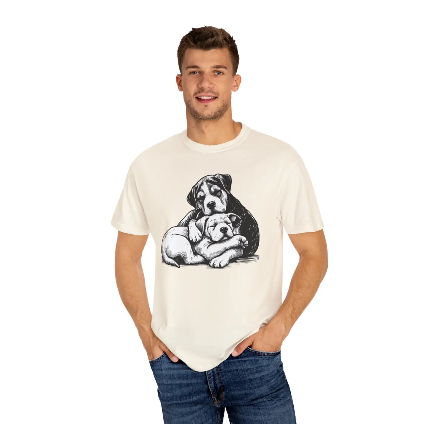 Cute Puppy Love Unisex Garment-Dyed T-Shirt - DipaliZ