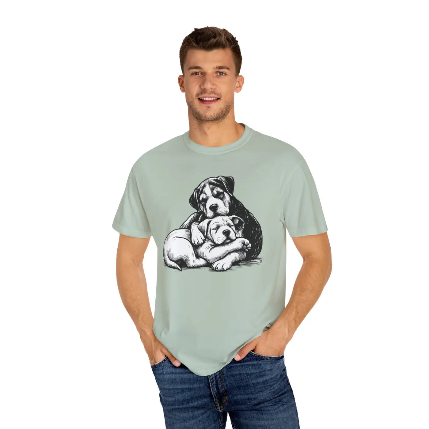 Cute Puppy Love Unisex Garment-Dyed T-Shirt - DipaliZ