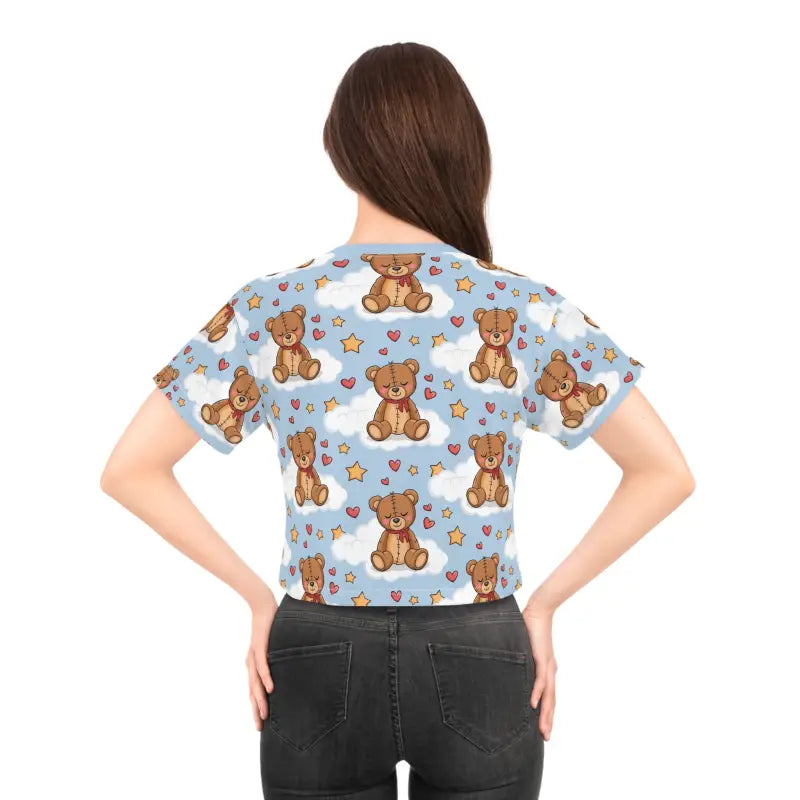 Cute Teddy Bear Crop Tee - All Over Print Style - DipaliZ