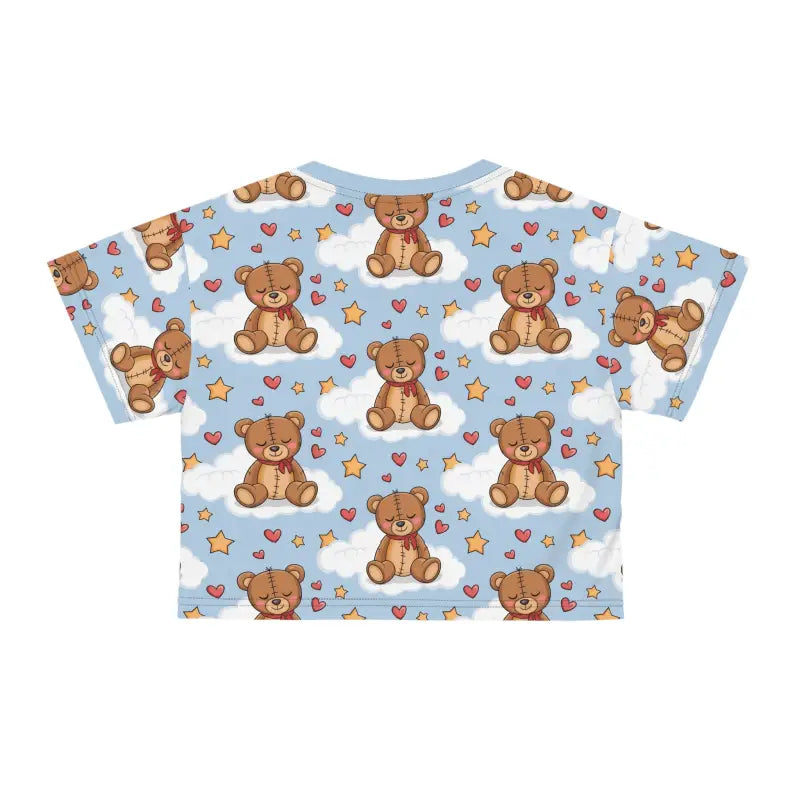 Cute Teddy Bear Crop Tee - All Over Print Style - DipaliZ