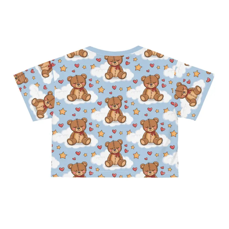 Cute Teddy Bear Crop Tee - All Over Print Style - DipaliZ
