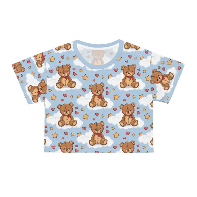 Cute Teddy Bear Crop Tee - All Over Print Style - DipaliZ