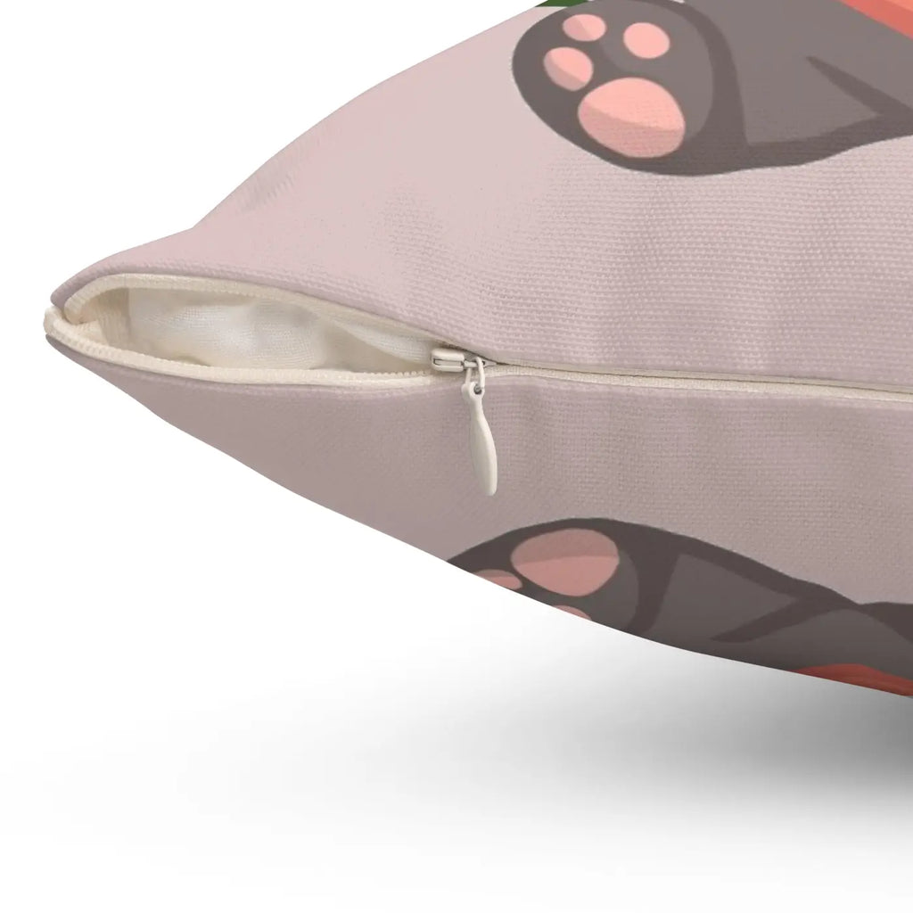 Teddy Bear Square Pillow - Polyester Heart Design - DipaliZ