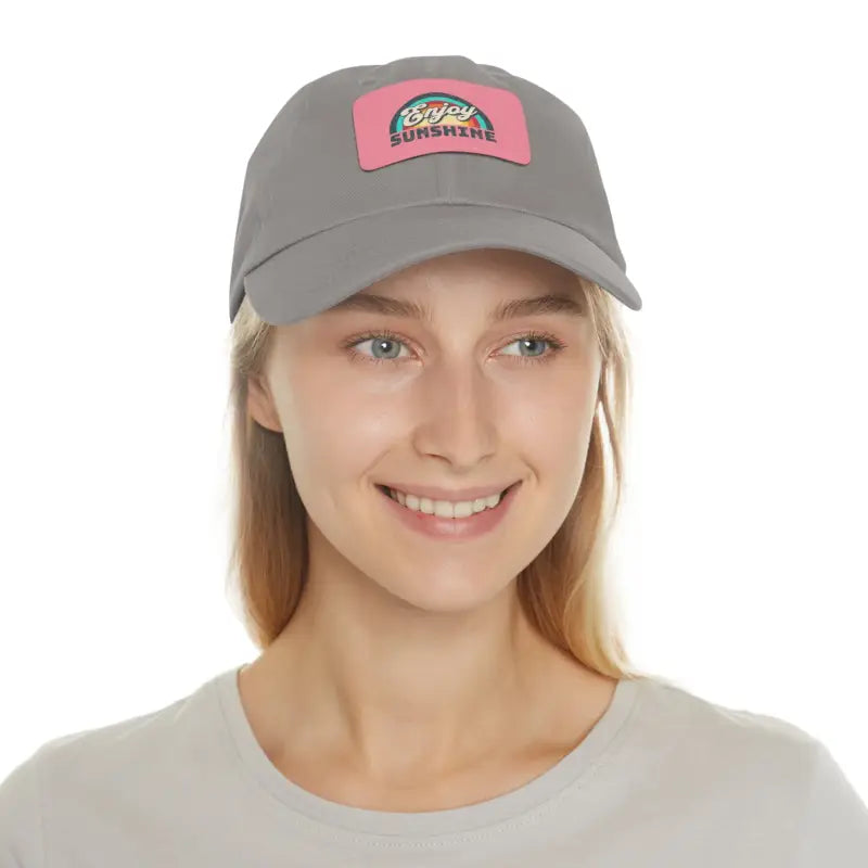 Dat Hats Enjoy Sunshine Dad Hat - Leather Patch - DipaliZ