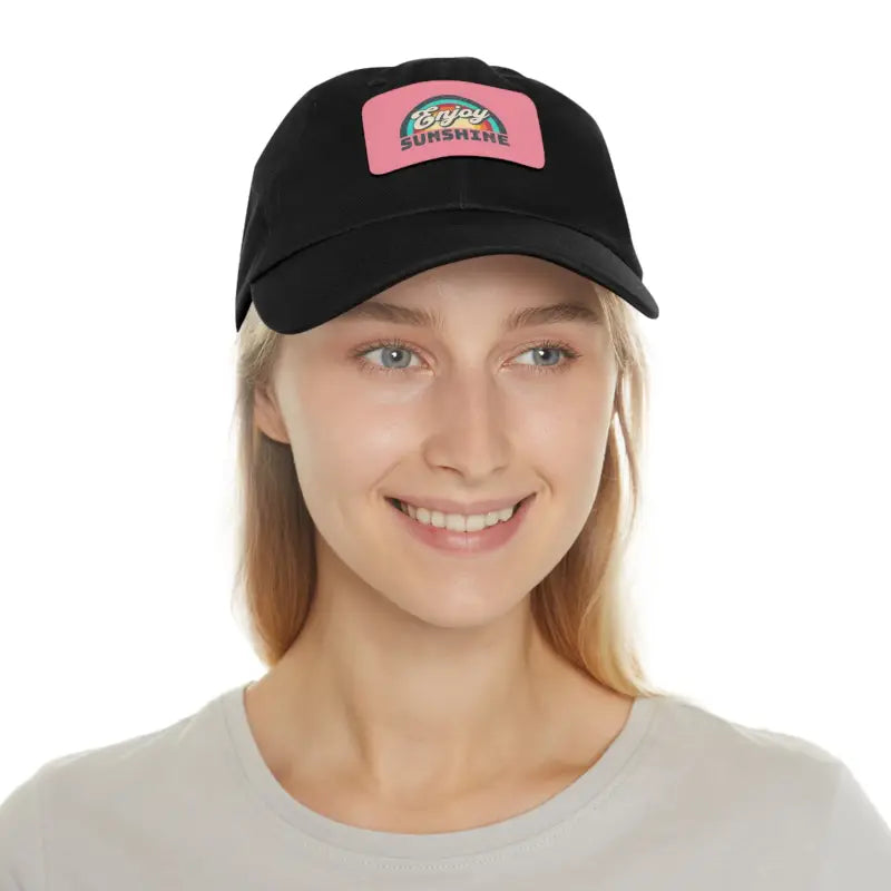Dat Hats Enjoy Sunshine Dad Hat - Leather Patch - DipaliZ