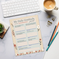 Floral Daily Gratitude Journal - Organized Positivity Notepad - DipaliZ