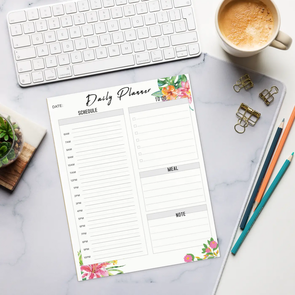 Bright Floral Daily Planner - Colorful Elegance - DipaliZ