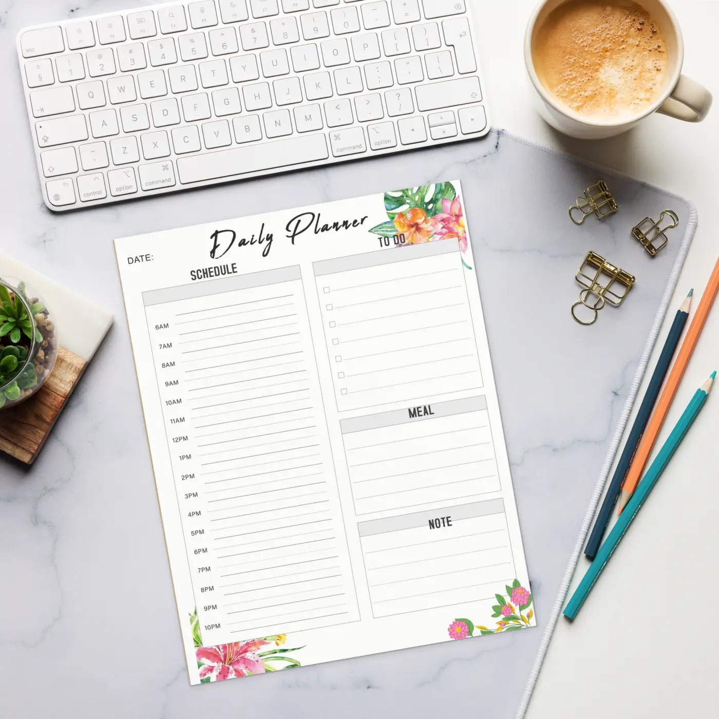 Bright Floral Daily Planner - Colorful Elegance - DipaliZ