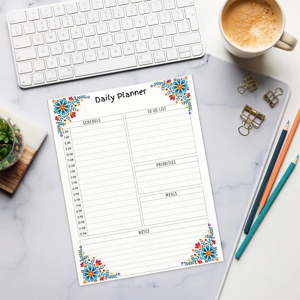 Stylish Daily Planner Notepad - Floral Designs for Women - DipaliZ