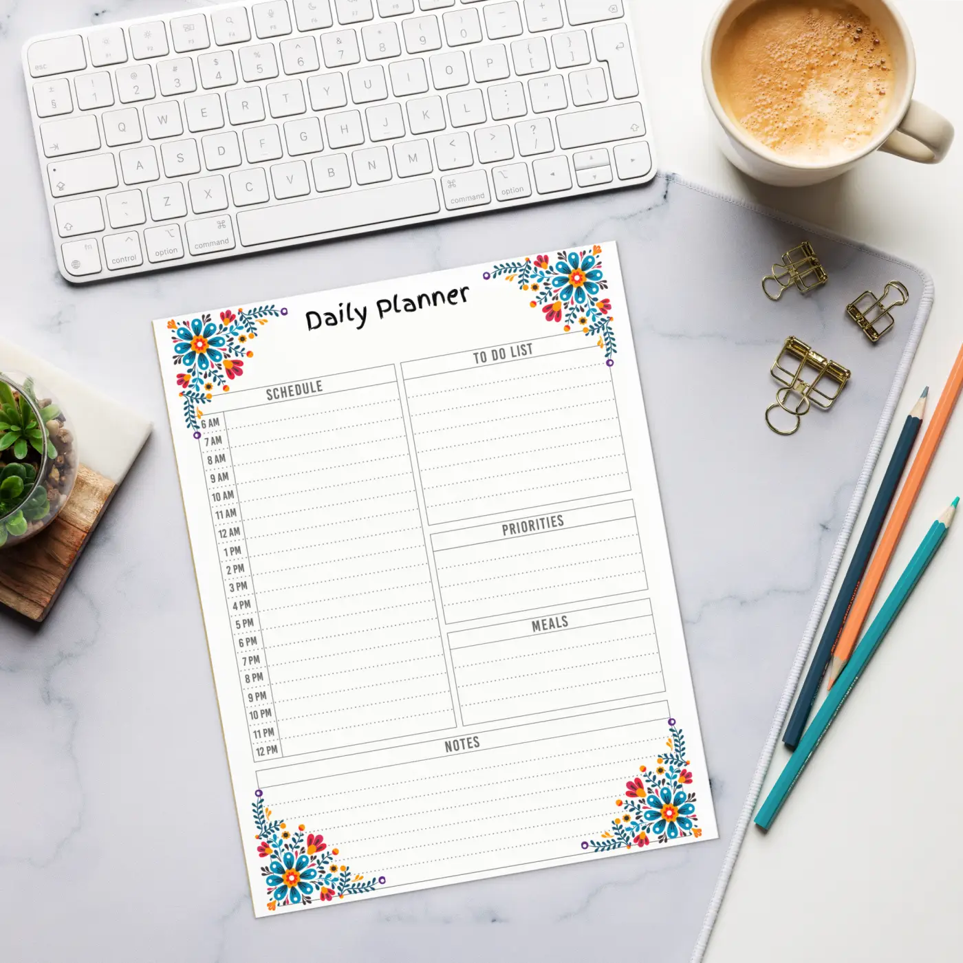 Stylish Daily Planner Notepad - Floral Designs for Women - DipaliZ