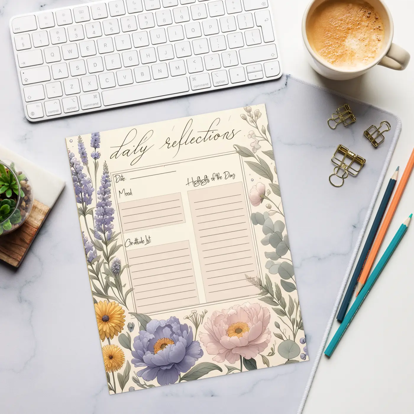 Floral Notepad - Magnetic Tear-Away Pages for Daily Reflections - DipaliZ