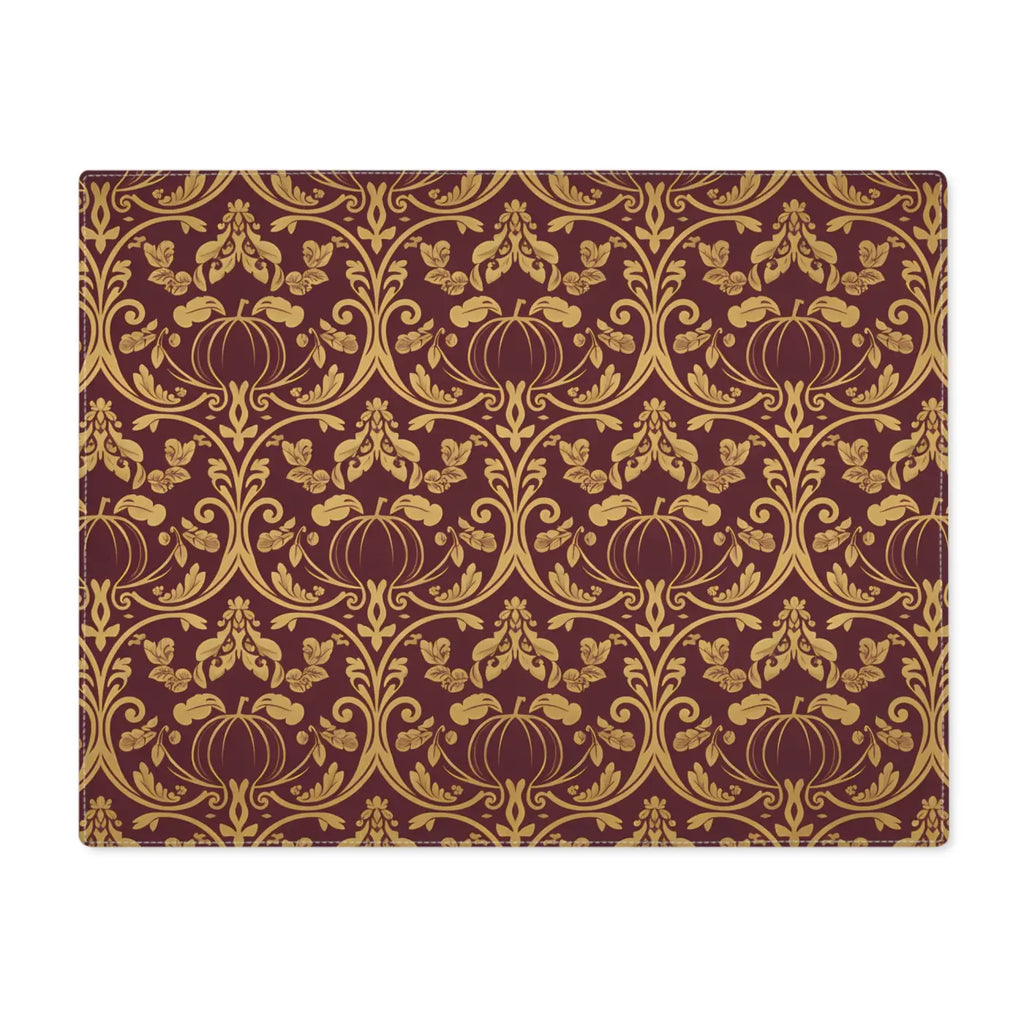 Damask Cotton Twill Placemats - Deep Burgundy Hemmed Edges - DipaliZ