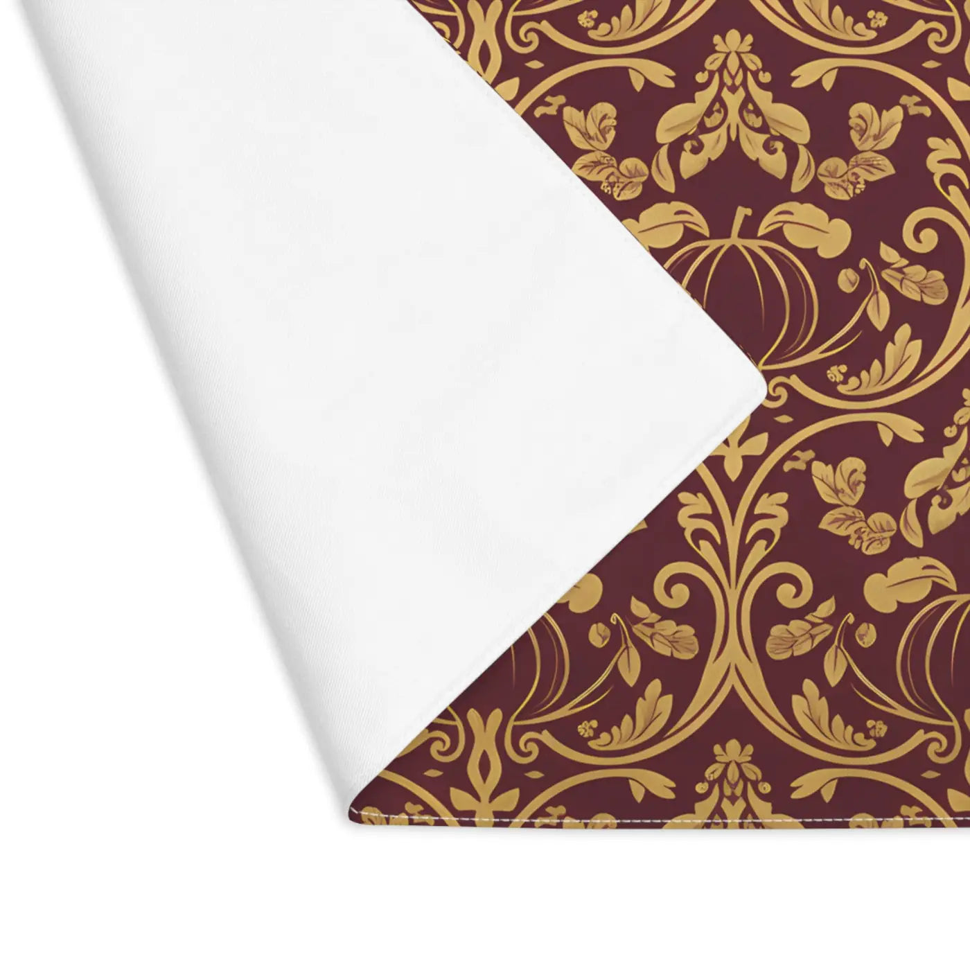 Damask Cotton Twill Placemats - Deep Burgundy Hemmed Edges - DipaliZ