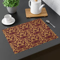 Damask Cotton Twill Placemats - Deep Burgundy Hemmed Edges - DipaliZ