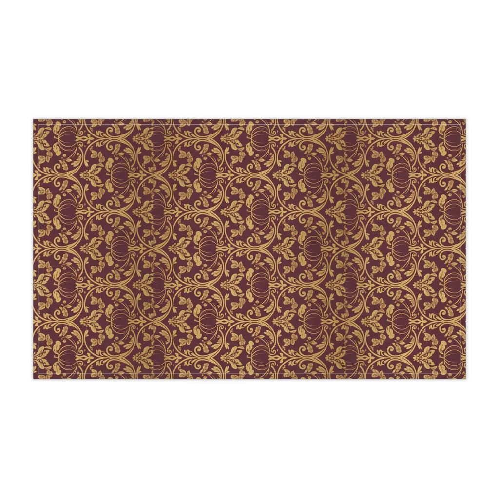 Vintage Damask Charm Tea Towel - Auburn Gold Lightweight - DipaliZ