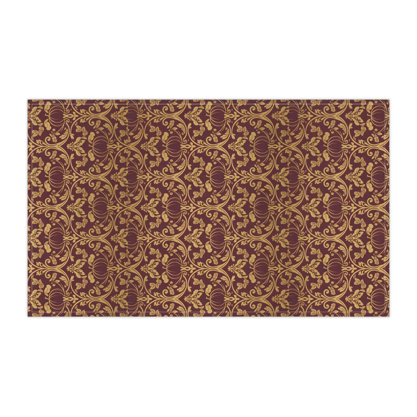 Vintage Damask Charm Tea Towel - Auburn Gold Lightweight - DipaliZ