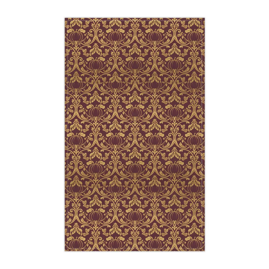 Vintage Damask Charm Tea Towel - Auburn Gold Lightweight - DipaliZ