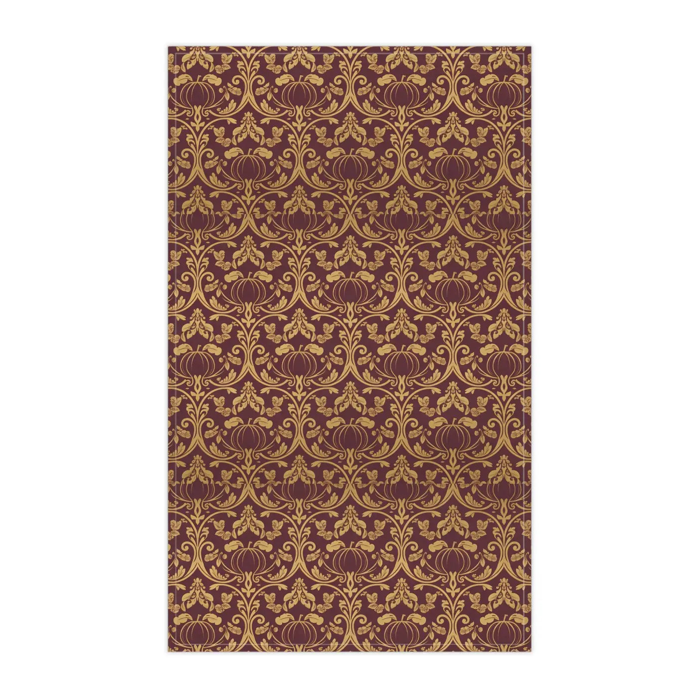 Vintage Damask Charm Tea Towel - Auburn Gold Lightweight - DipaliZ