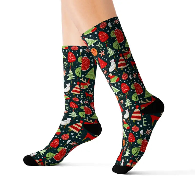 Festive Pattern Christmas Socks - Holiday Vibes - DipaliZ