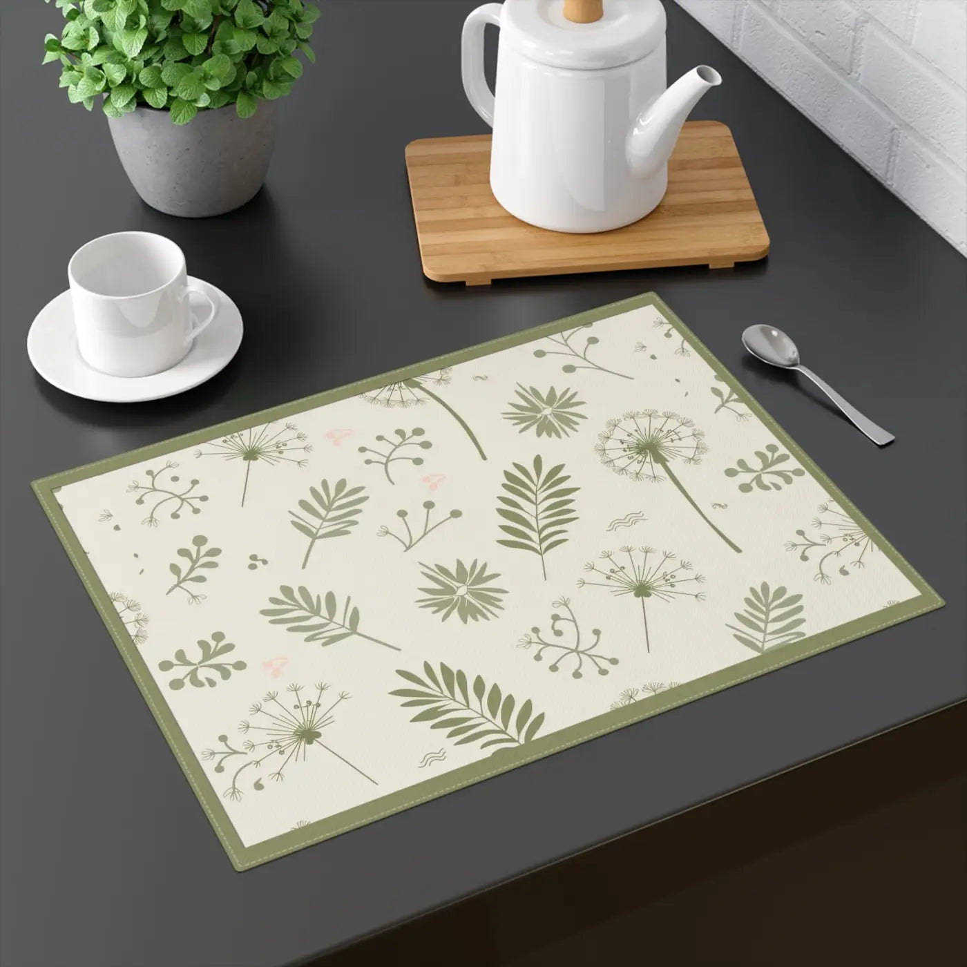 Stylish Cotton Placemats - Dandelion Leaf Design - DipaliZ