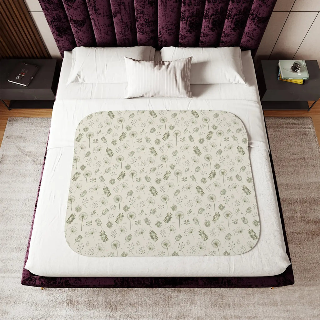 Snuggly Sherpa Blanket - Dandelion Print Fluffy Comfort - DipaliZ