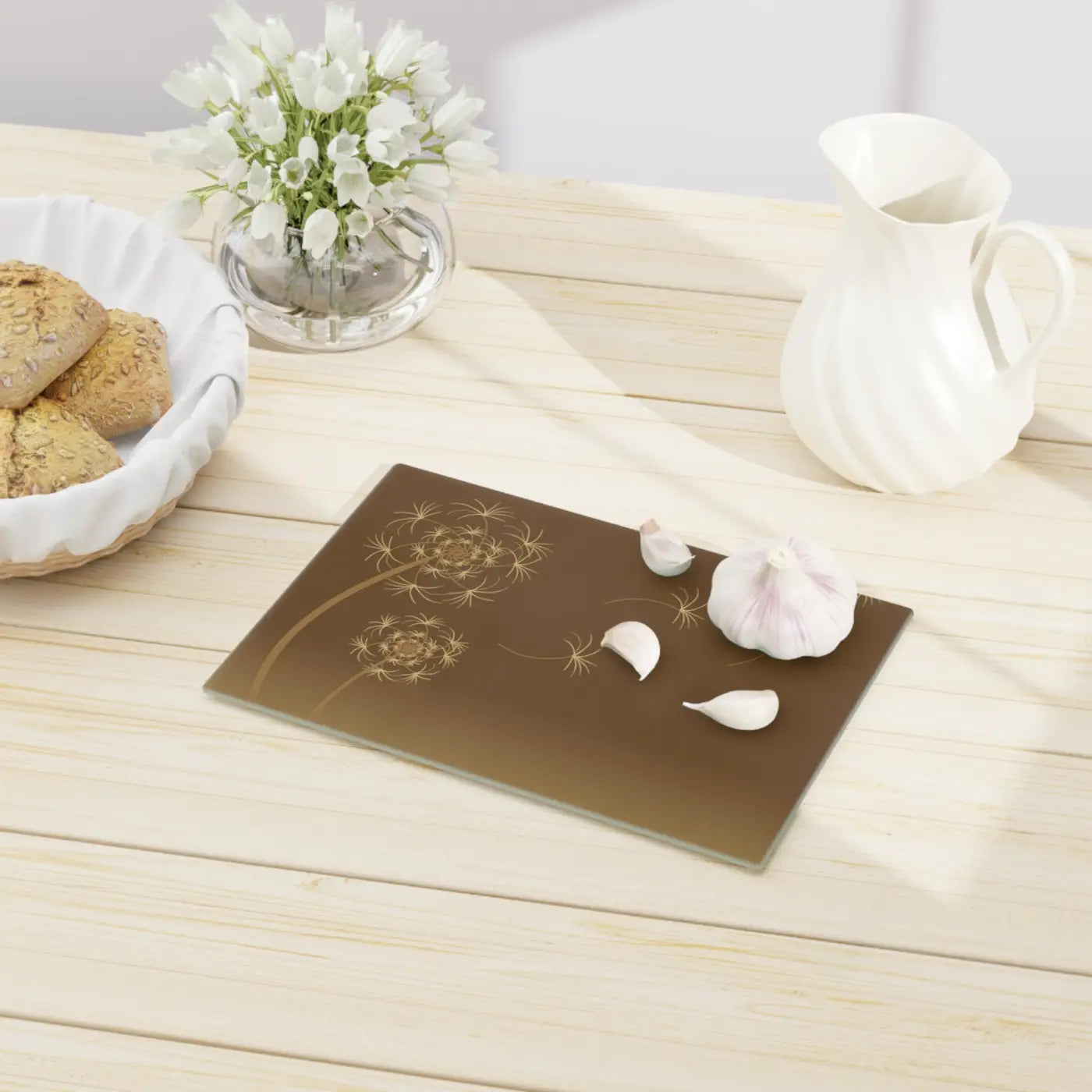 Dandelions Dispersal Cutting Board - Tempered Glass - DipaliZ