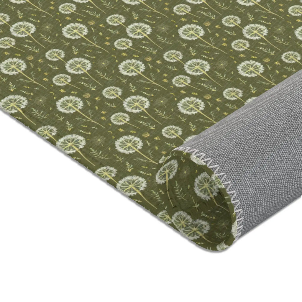 Dandelions Green Area Rugs - Polyester Chenille Design - DipaliZ