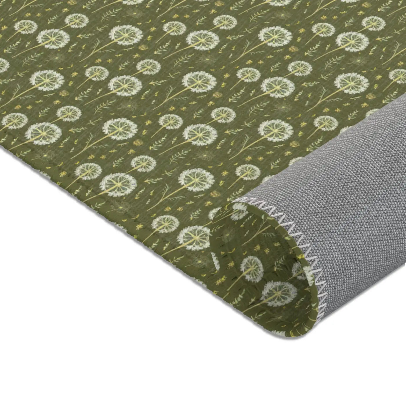 Dandelions Green Area Rugs - Polyester Chenille Design - DipaliZ