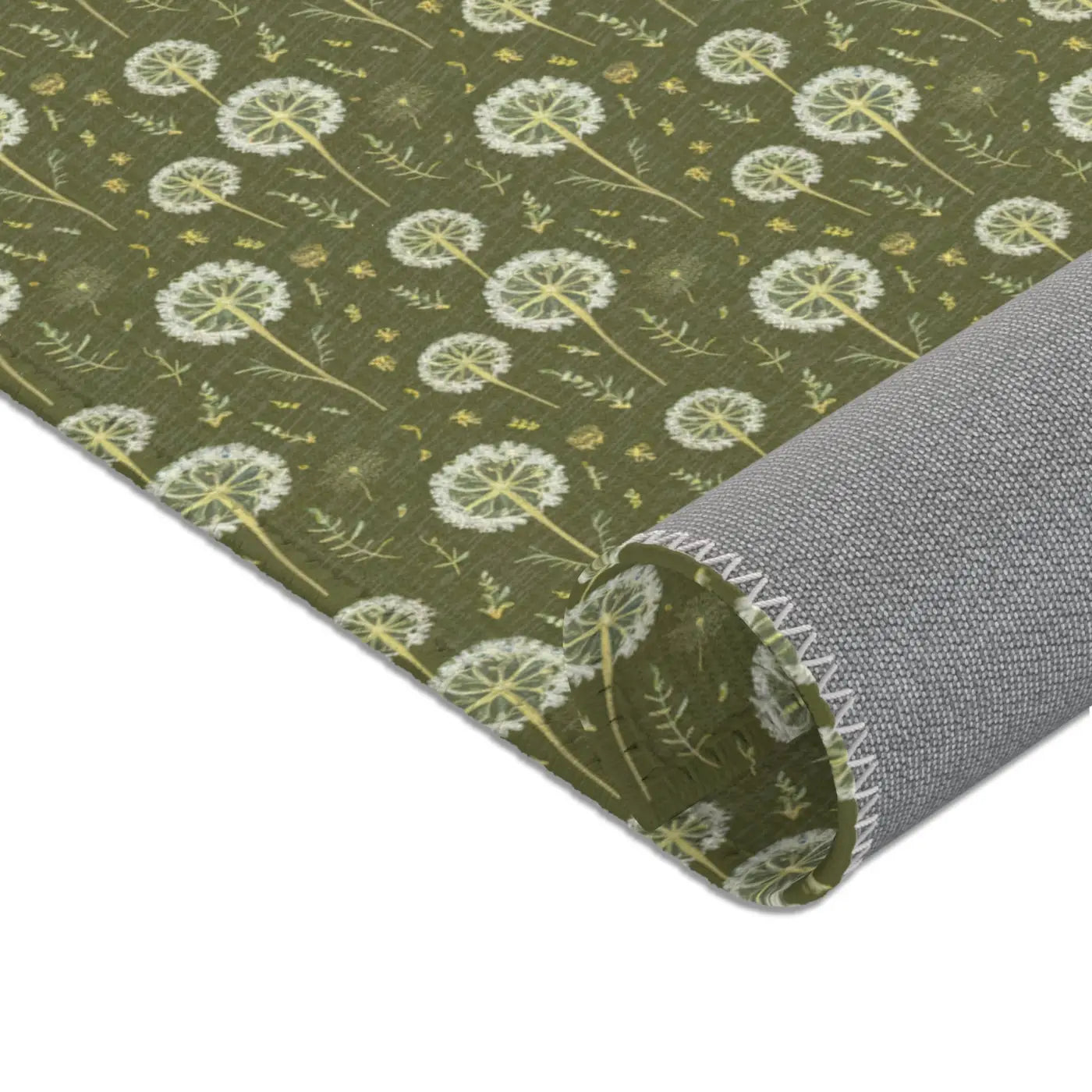 Dandelions Green Area Rugs - Polyester Chenille Design - DipaliZ