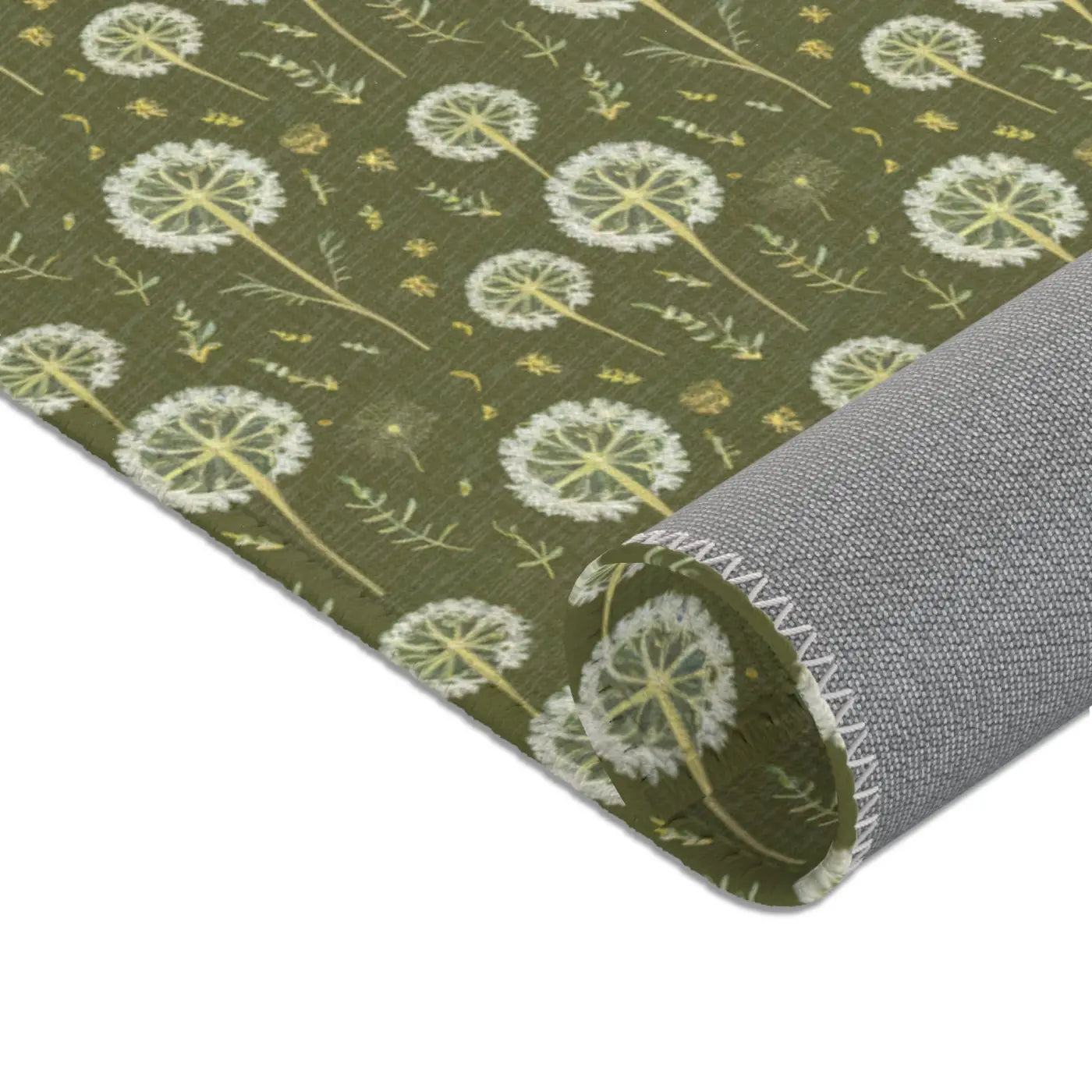 Dandelions Green Area Rugs - Polyester Chenille Design - DipaliZ