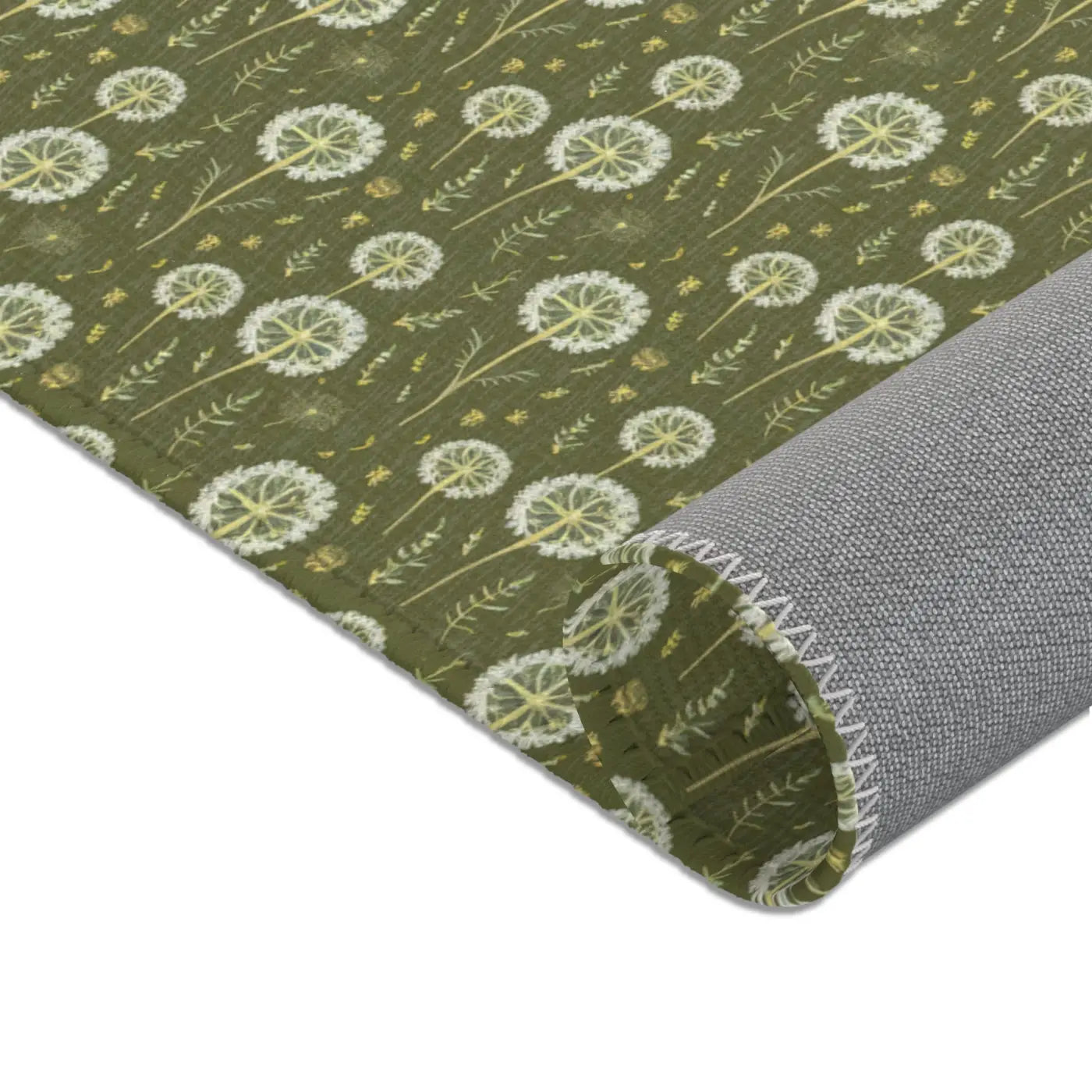 Dandelions Green Area Rugs - Polyester Chenille Design - DipaliZ
