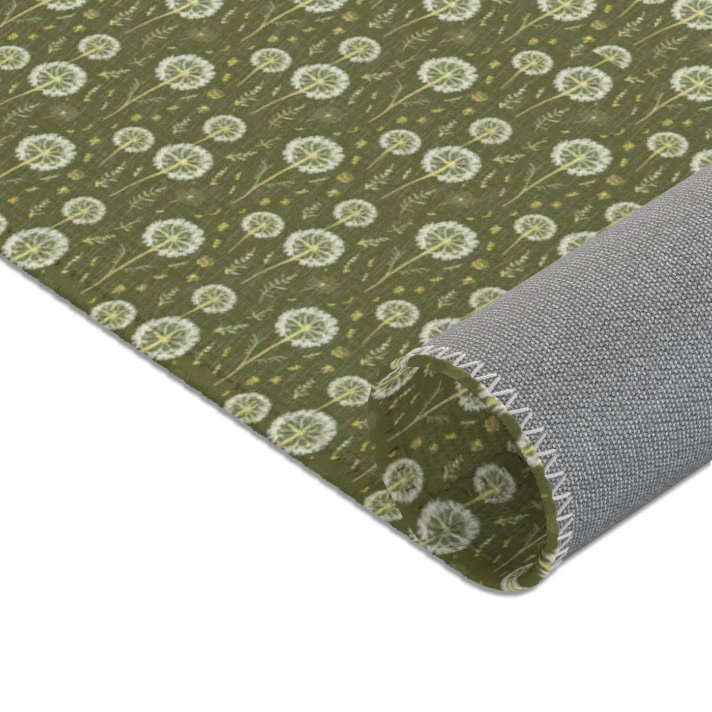 Dandelions Green Area Rugs - Polyester Chenille Design - DipaliZ