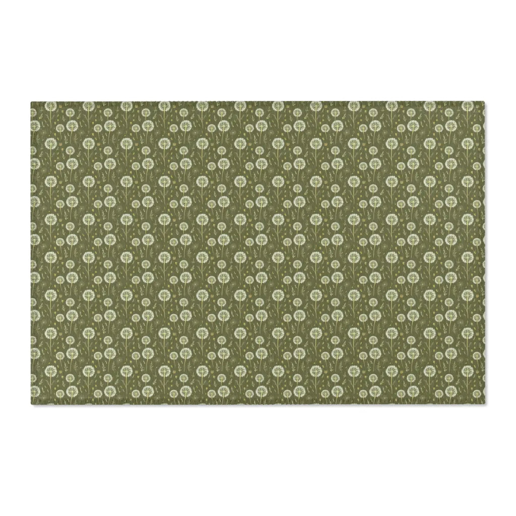 Dandelions Green Area Rugs - Polyester Chenille Design - DipaliZ