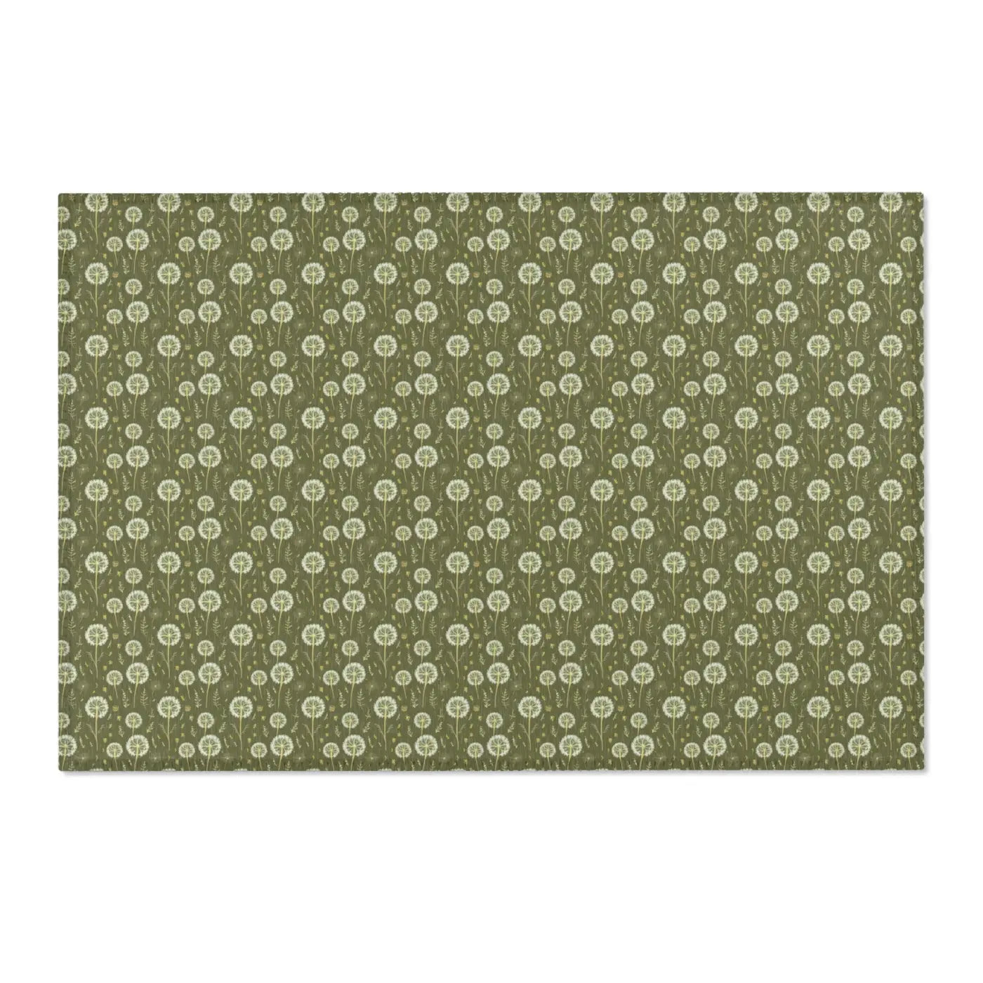 Dandelions Green Area Rugs - Polyester Chenille Design - DipaliZ