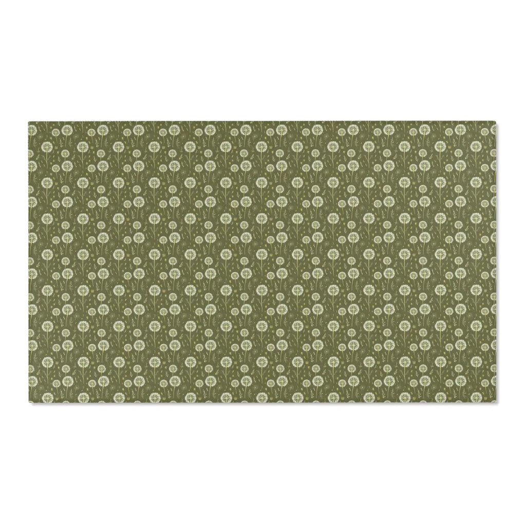 Dandelions Green Area Rugs - Polyester Chenille Design - DipaliZ