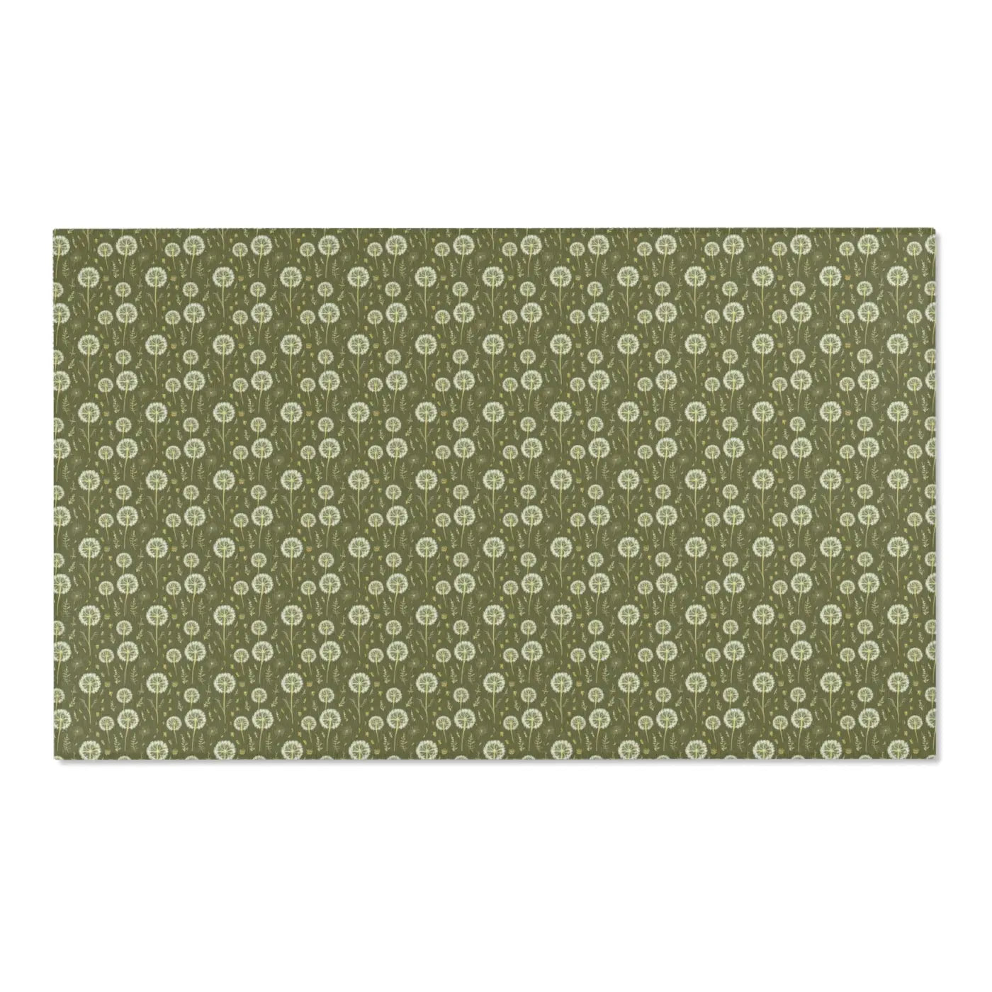Dandelions Green Area Rugs - Polyester Chenille Design - DipaliZ