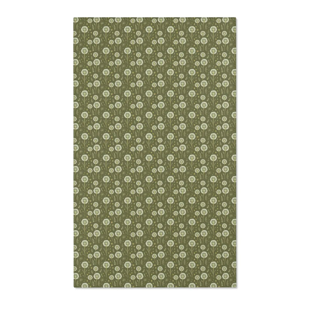 Dandelions Green Area Rugs - Polyester Chenille Design - DipaliZ