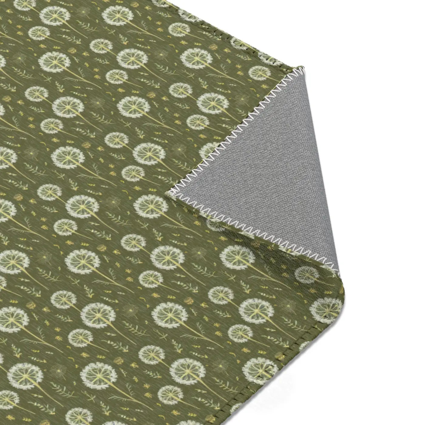 Dandelions Green Area Rugs - Polyester Chenille Design - DipaliZ