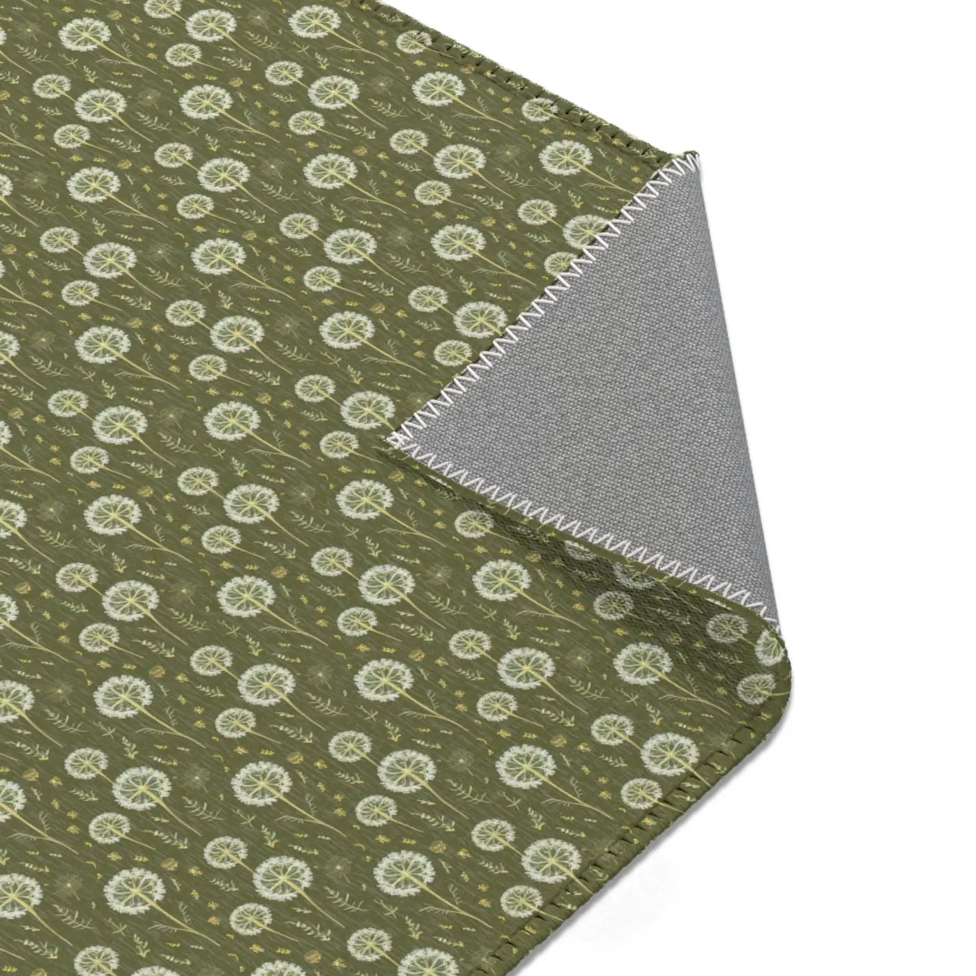 Dandelions Green Area Rugs - Polyester Chenille Design - DipaliZ